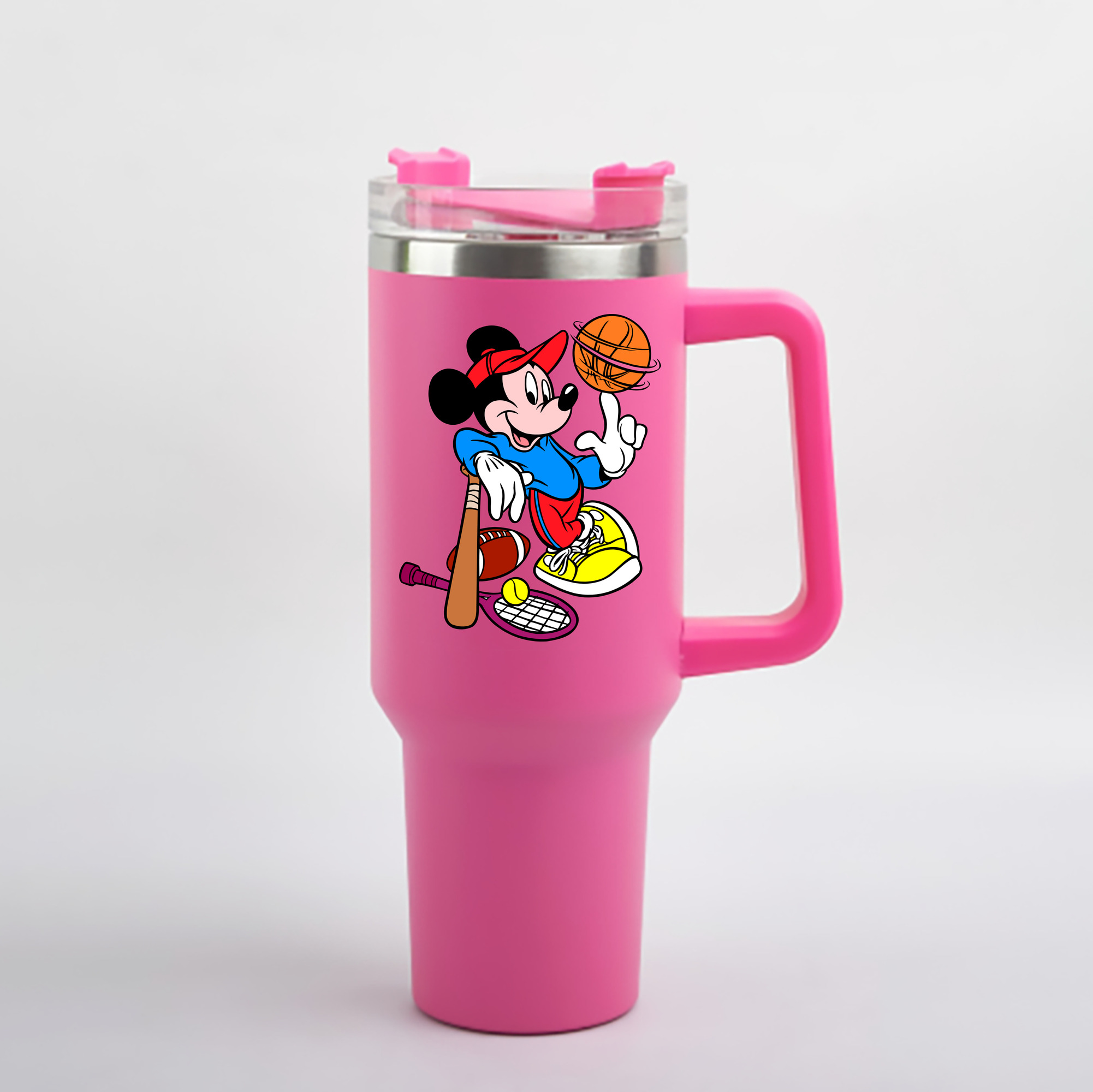 （画像用） ミッキーマウス Mickey Mouse 1200mL車用タンブラー - クリスタルステッカー（プラスチックストロー付き）